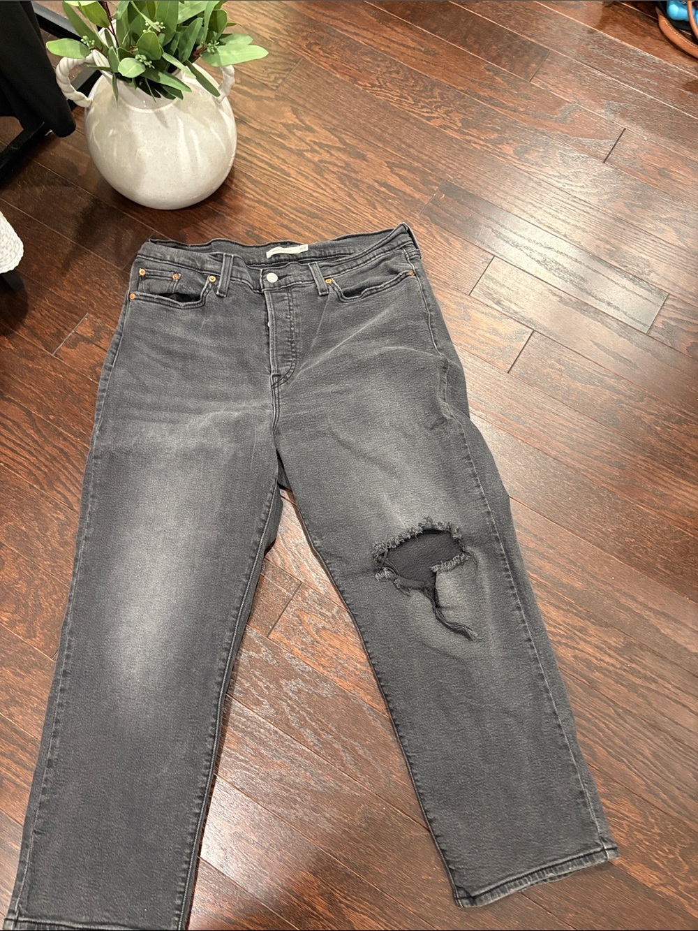 Levi's Black Distressed Boyfriend Jeans